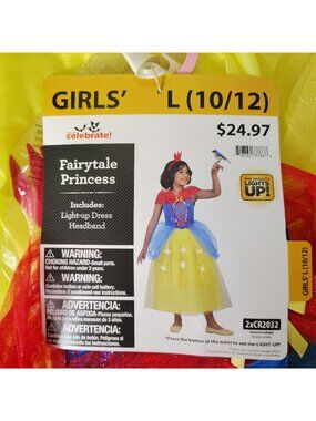 Celebrate Girls L 10-12 Fairytale Princess Light Up Dress Headband Costume New